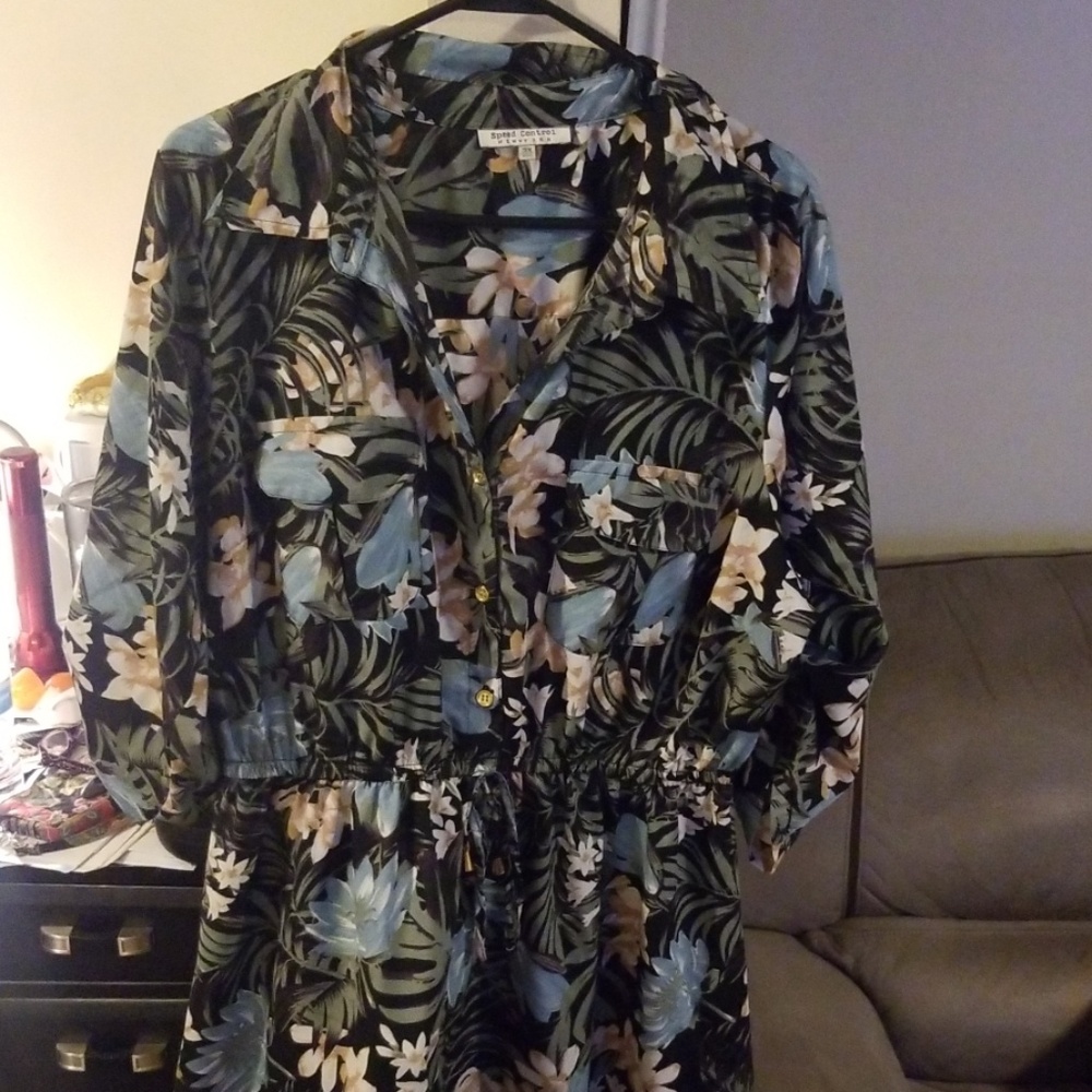 3/4 sleeve knee length button up dress